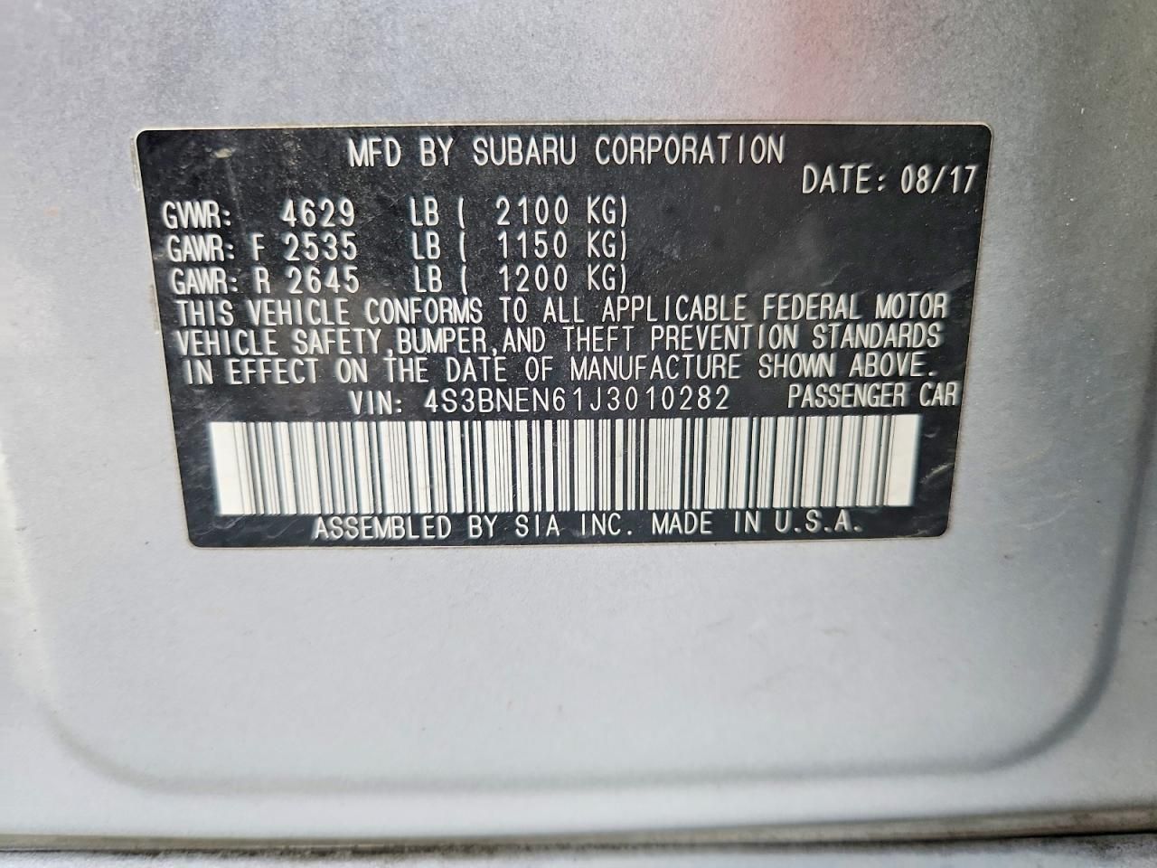 2018 Subaru Legacy 3.6r Limited