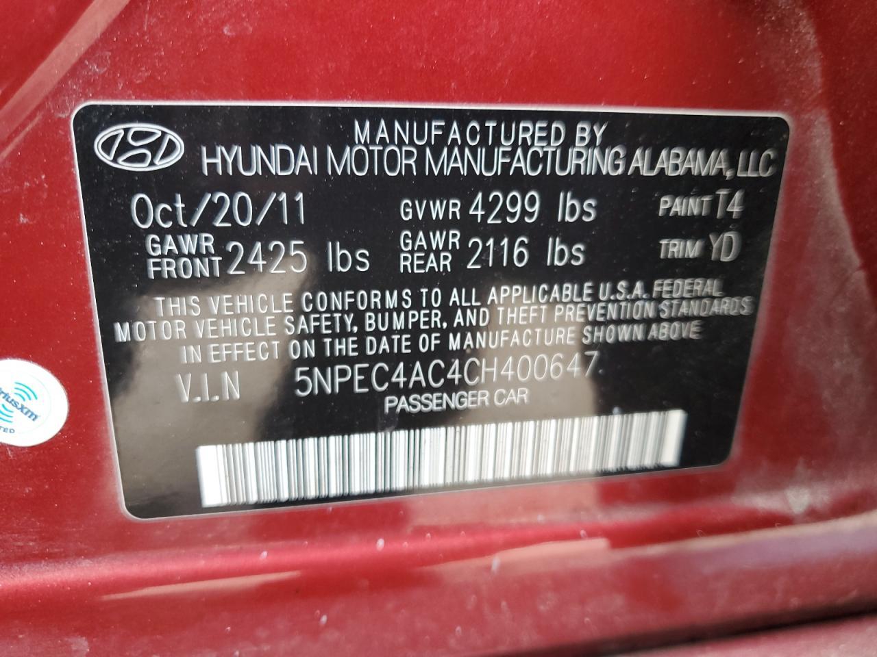 2012 Hyundai Sonata se