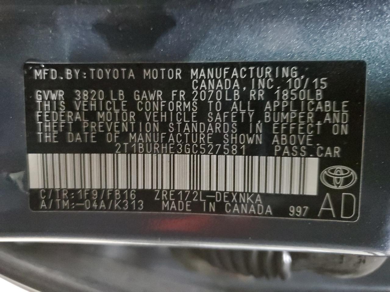 2016 Toyota Corolla l