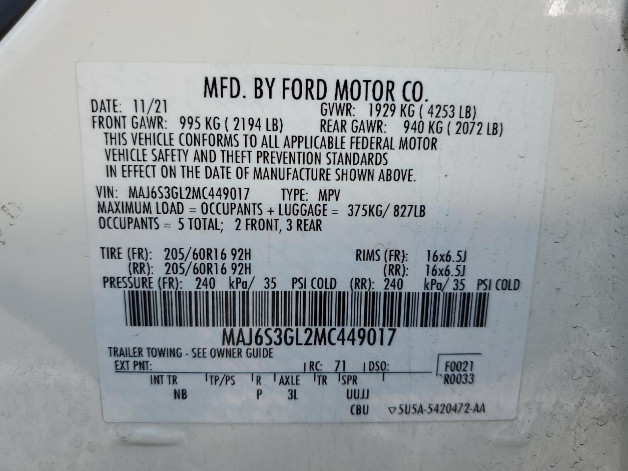 2021 Ford Ecosport se