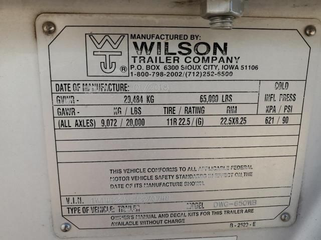 2018 Wilson DWG-650WB Live Bottom Trailer