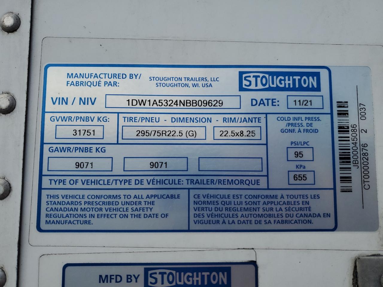 2022 Stoughton DRY Van Trailer