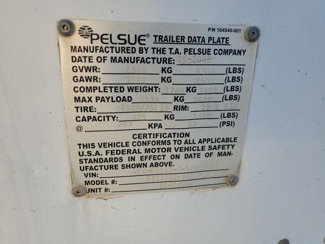 2005 Fleetwood Pace Visio 2005 Pelsue Fiber Optic Splicing Trailer