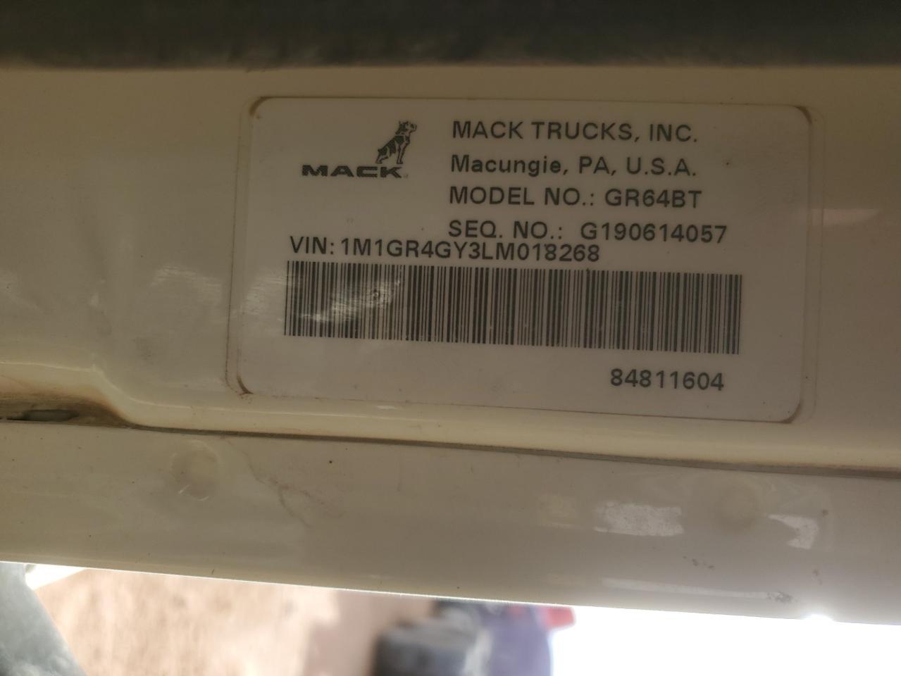 2020 Mack GR64BT Semi Truck