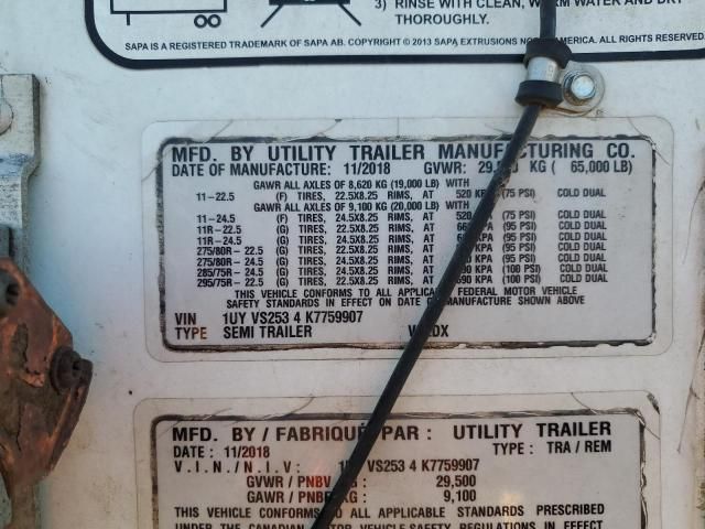 2019 Utility DRY DRY Van Trailer