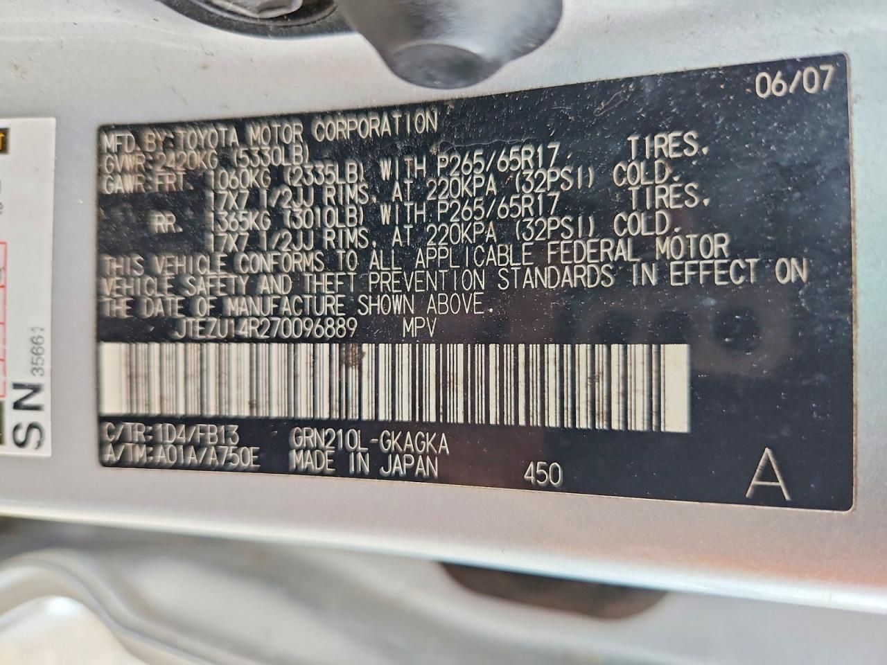 2007 Toyota 4runner SR5