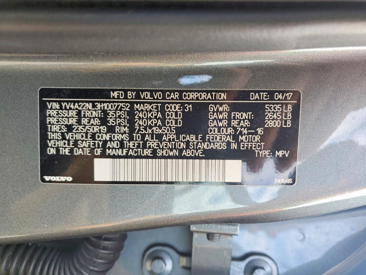 2017 Volvo V90 Cross Country T6 Inscription