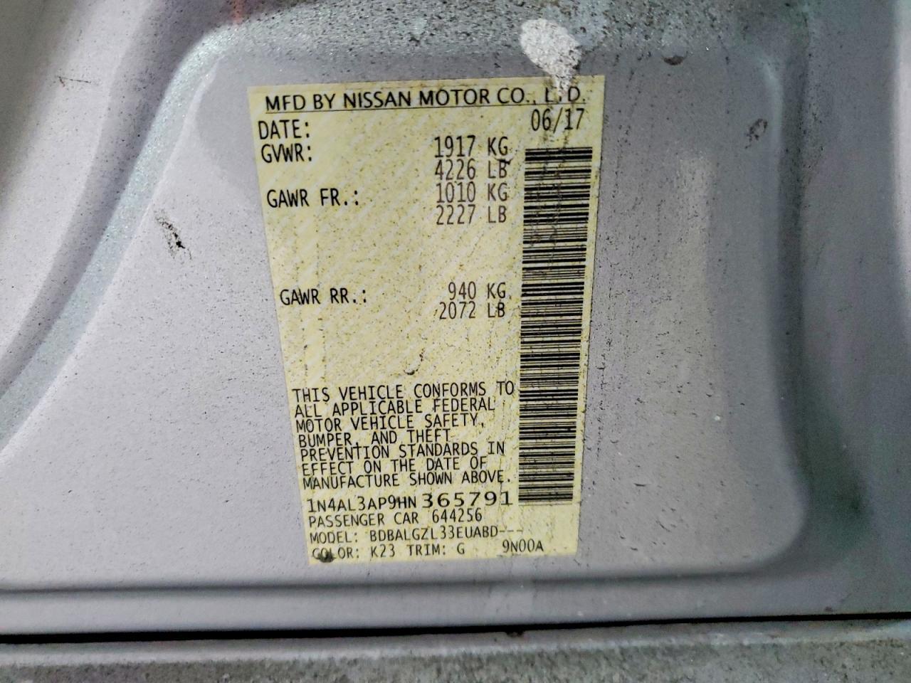 2017 Niss Altima 2.5