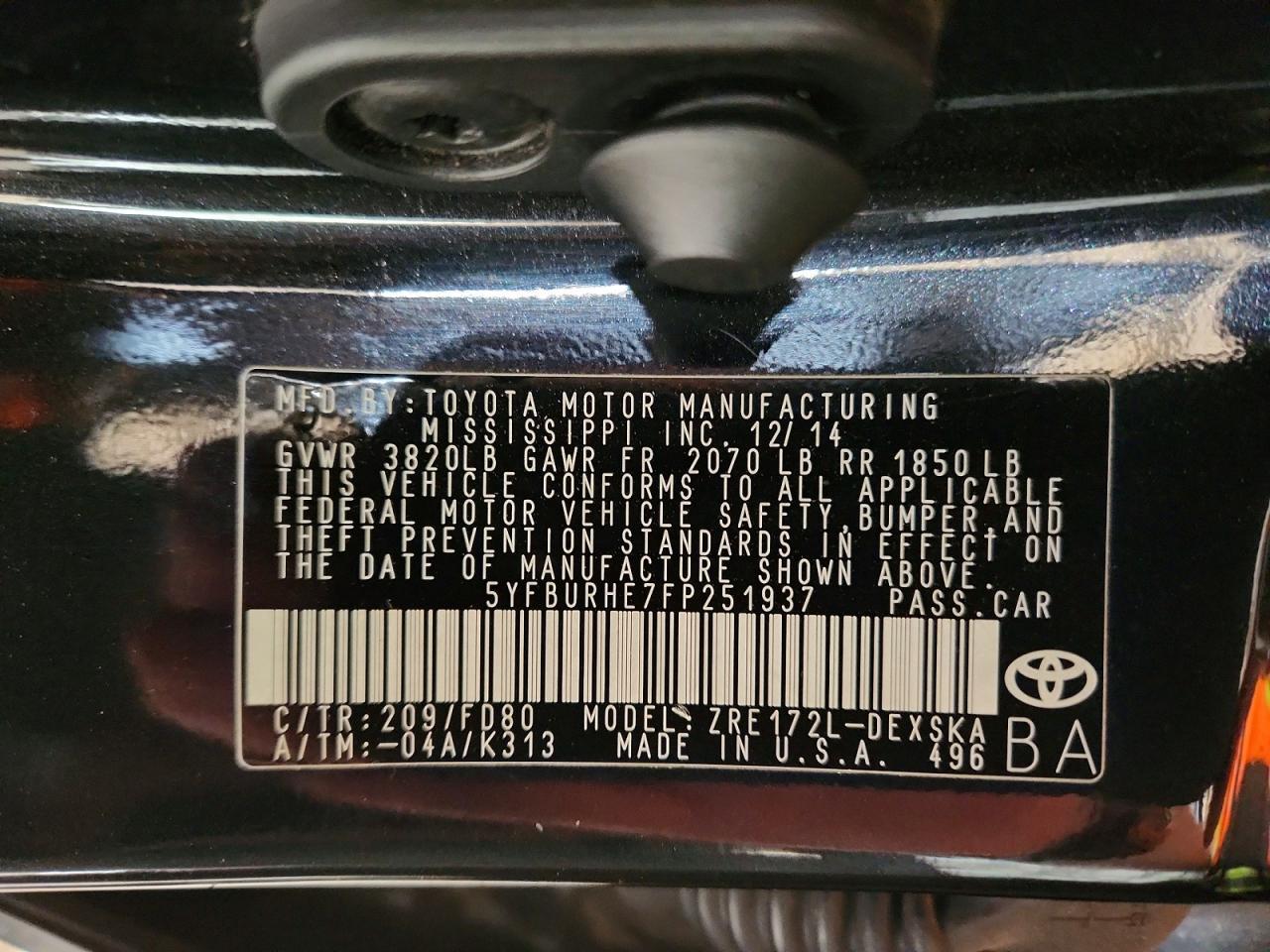 2015 Toyota Corolla l