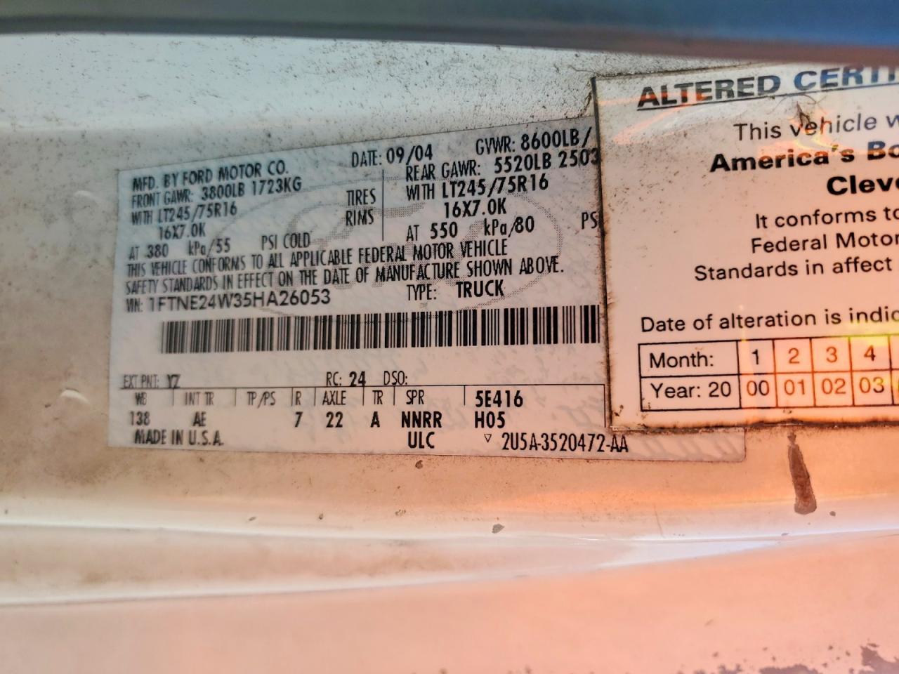 2005 Ford E250 Utility / Service Van