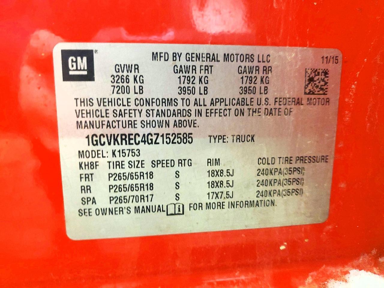 2016 Chevrolet Silverado K1500 lt