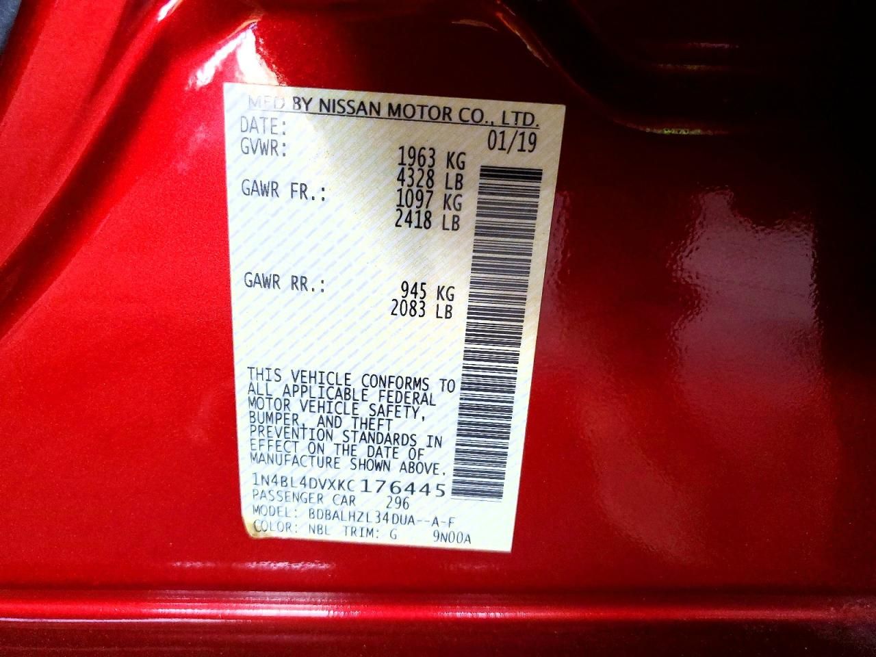 2019 Nissan Altima 2.5 sv