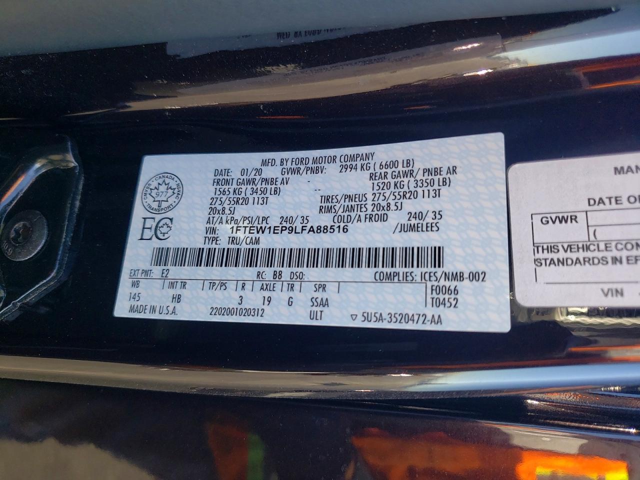 2020 Ford F150 Supercrew