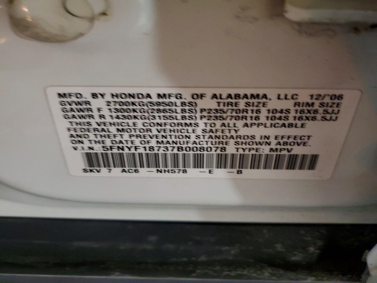2007 Honda Pilot exl