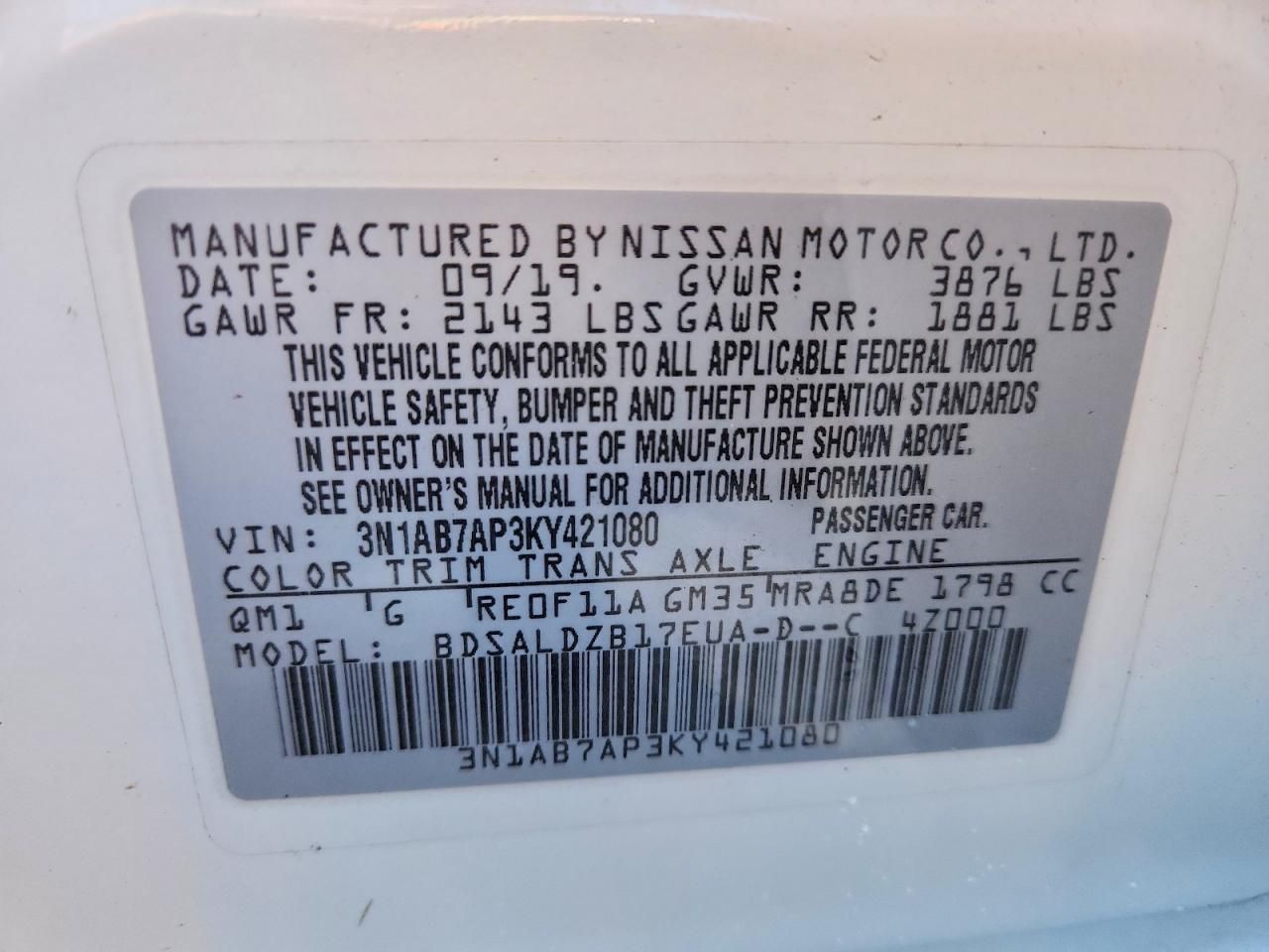 2019 Nissan Sentra s