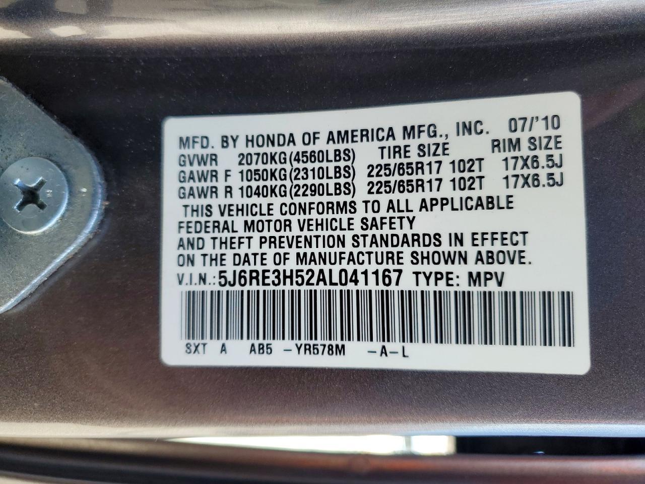 2010 Honda Cr-v ex