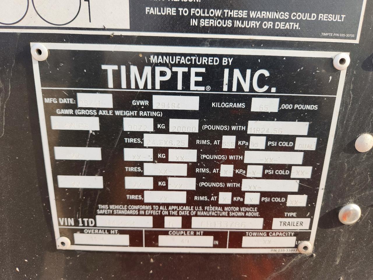 2012 Tmpte 2012 Timpte Grain Trailer