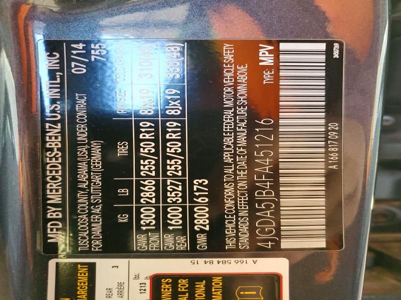 2015 Mercedes-Benz Ml 350