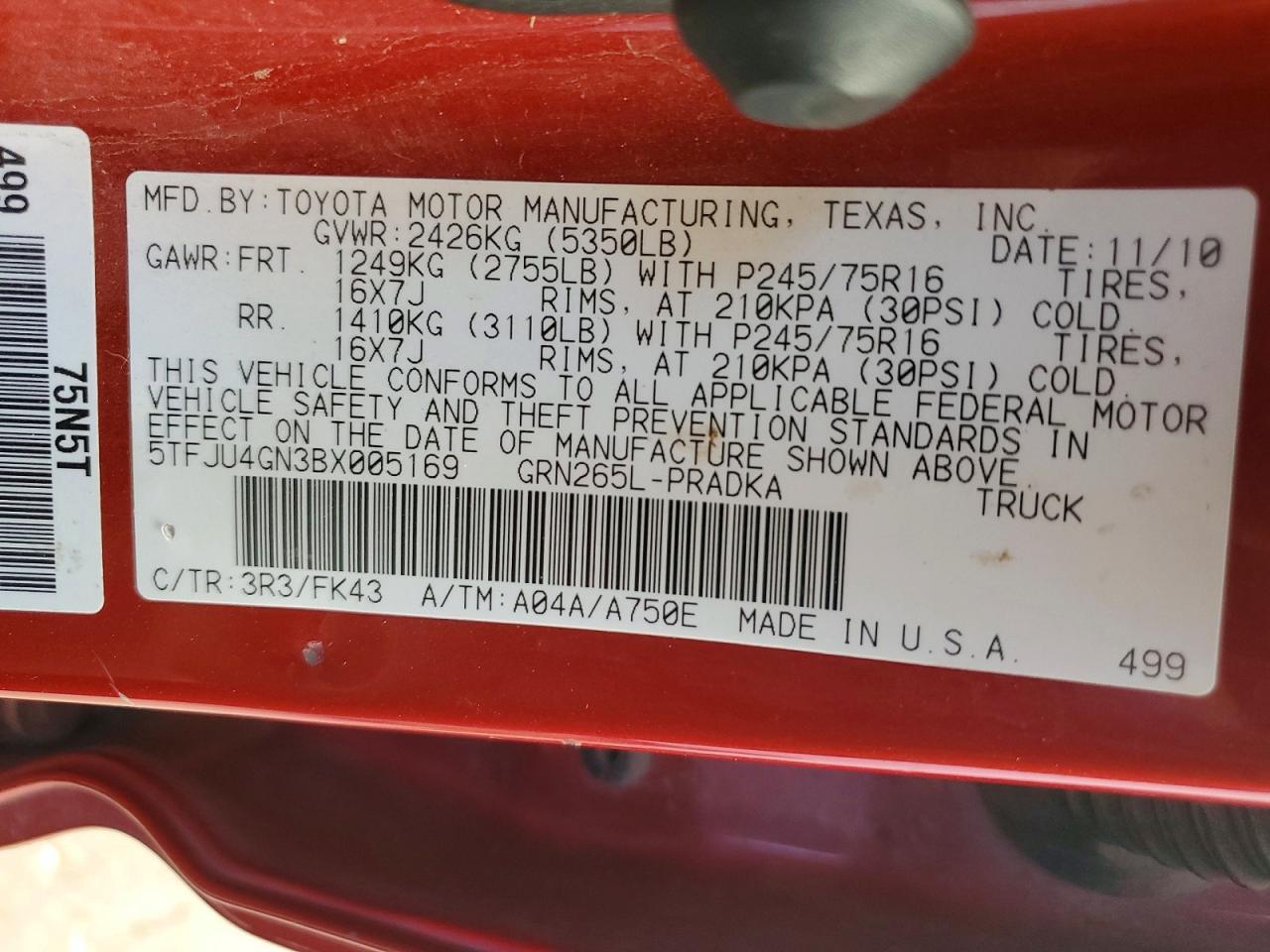 2011 Toyota Tacoma Prerunner V6