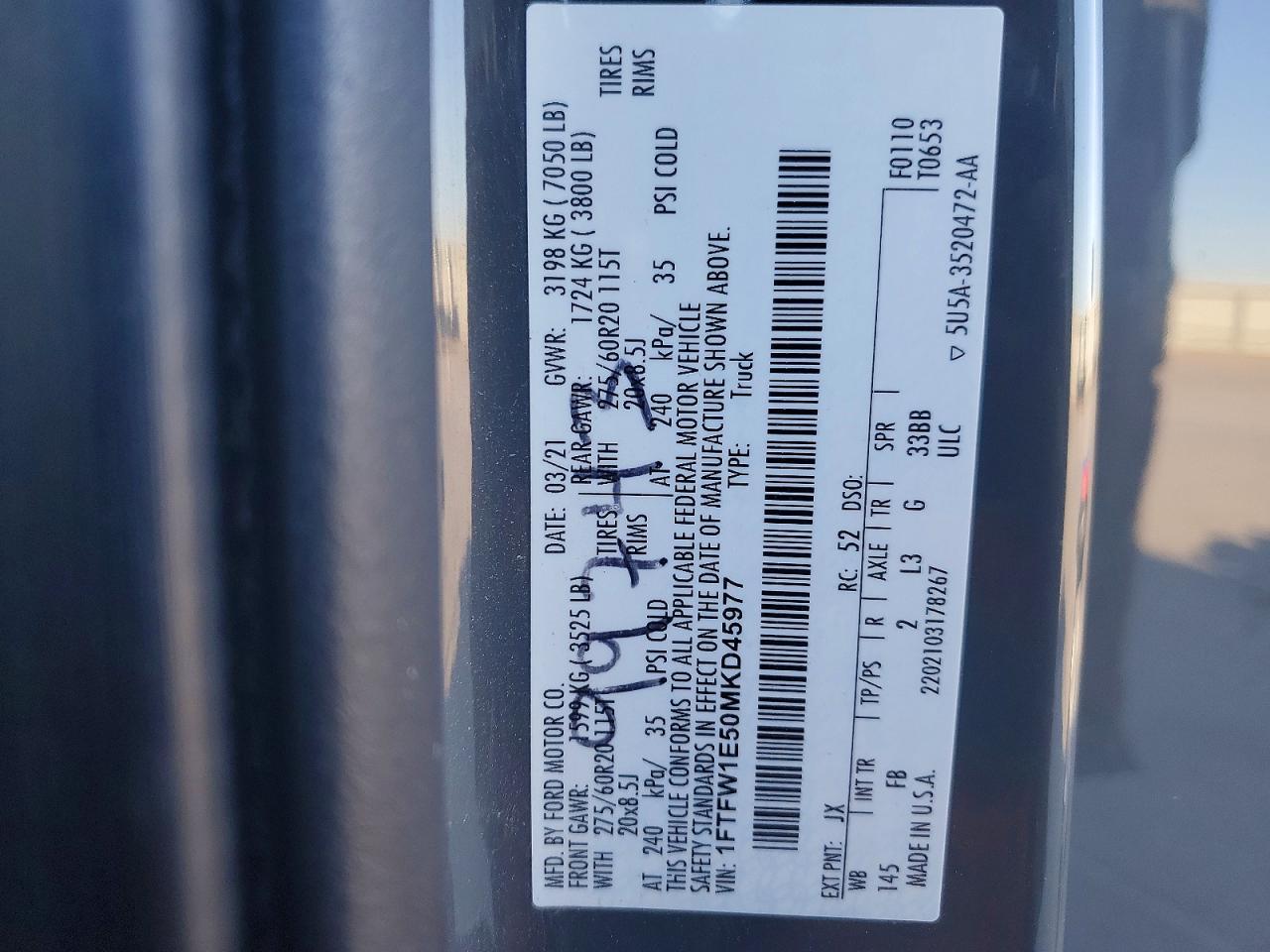 2021 Ford F150 Supercrew