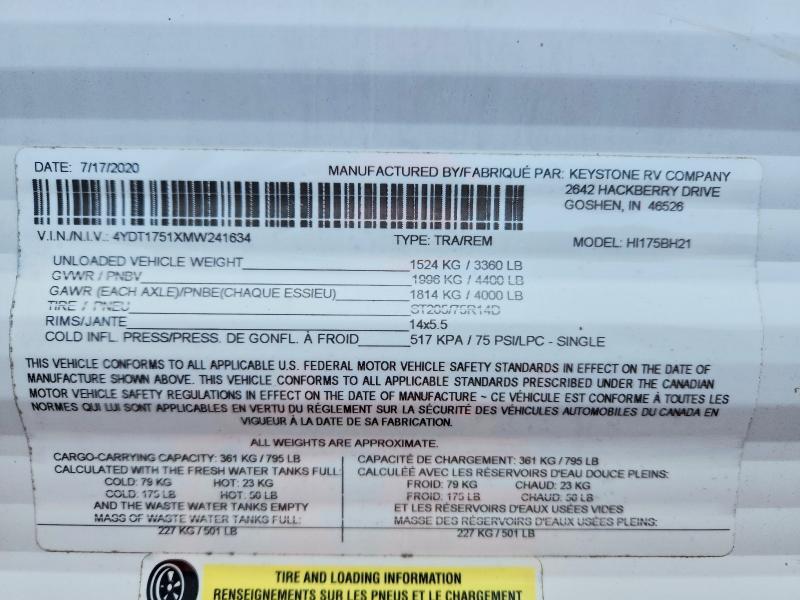 2021 Keystone Hideout Camper