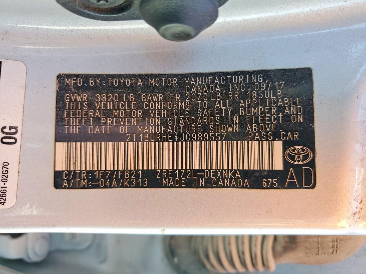 2018 Toyota Corolla le