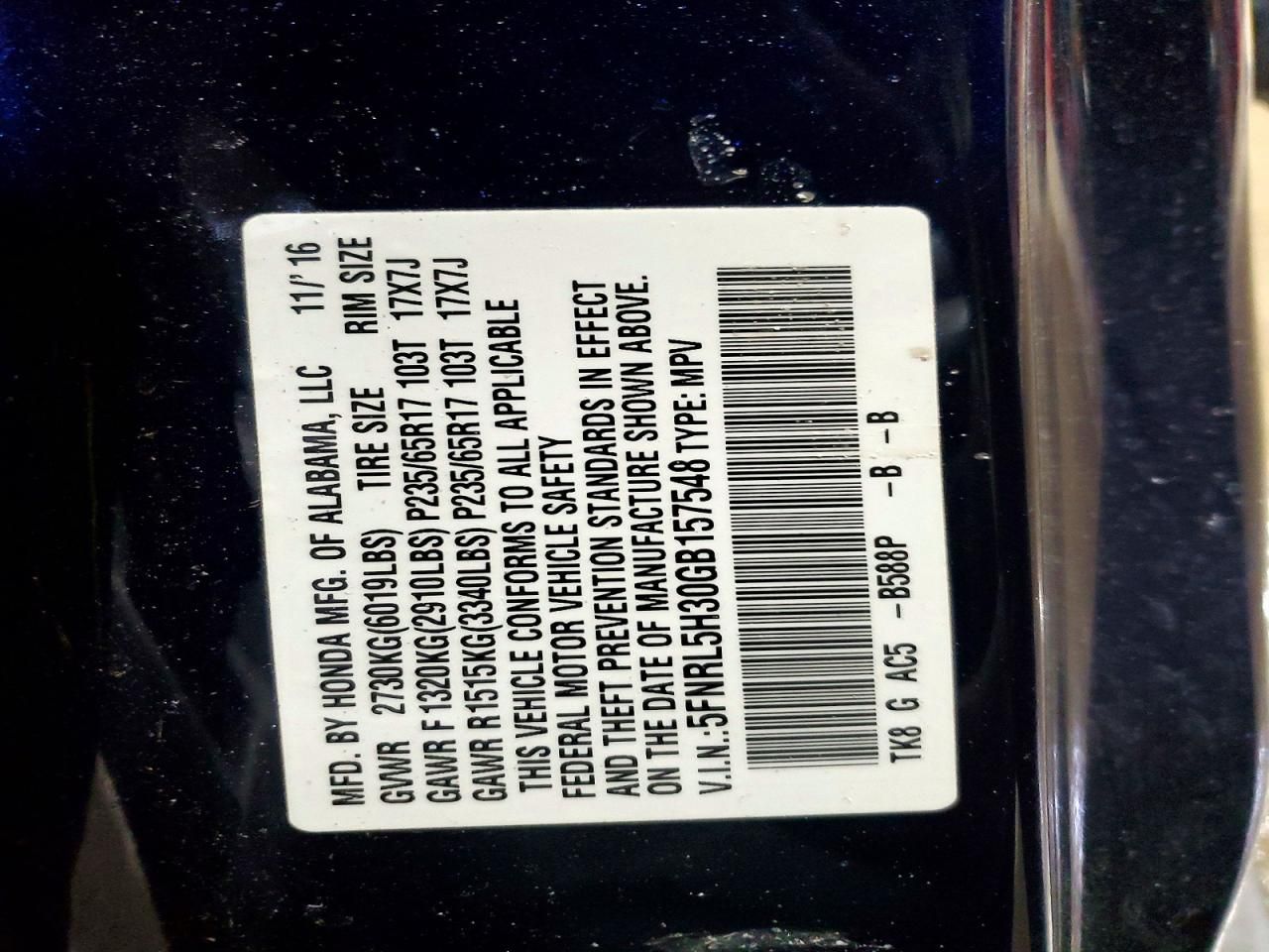 2016 Honda Odyssey se