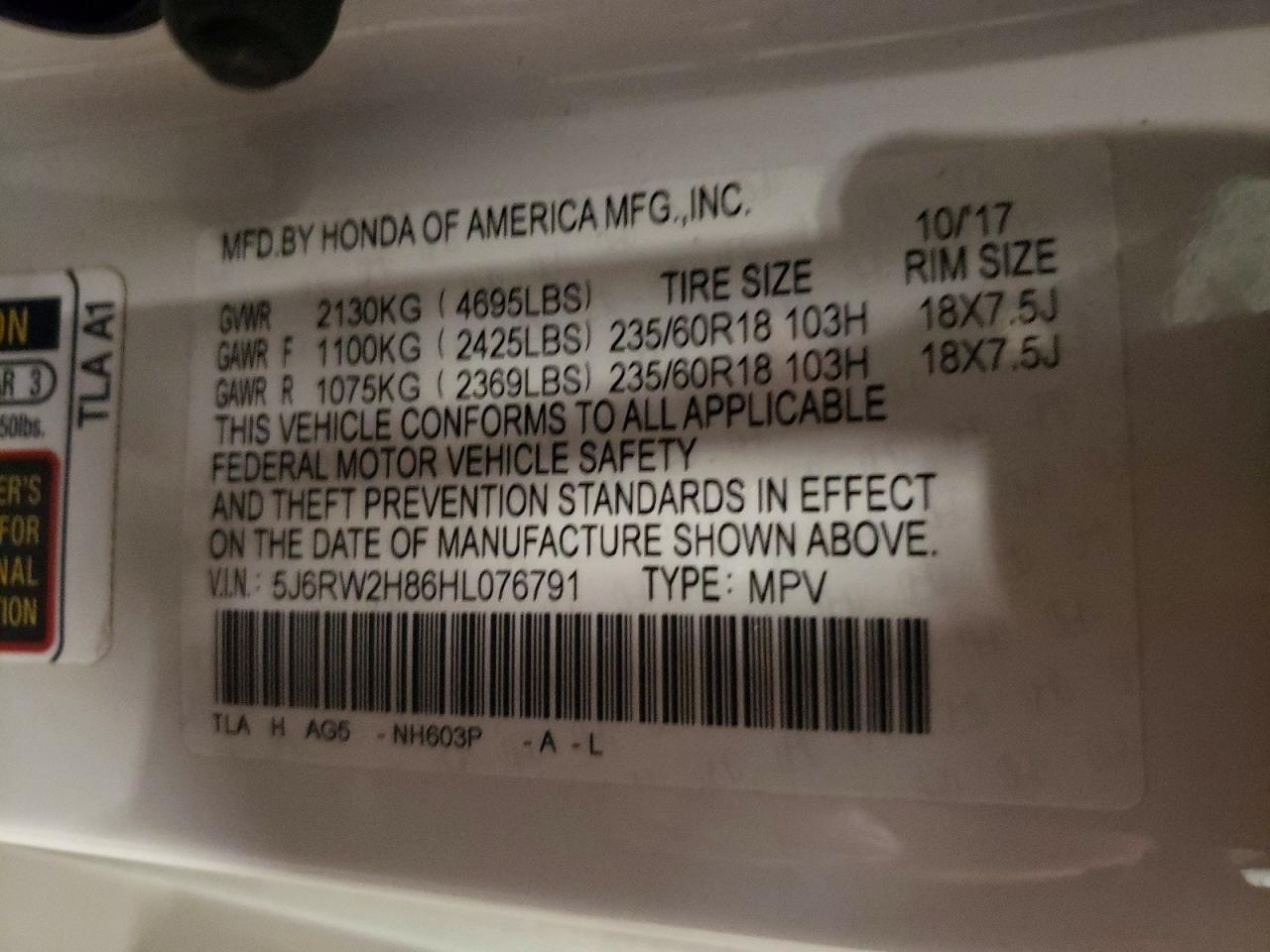 2017 Honda Cr-v exl