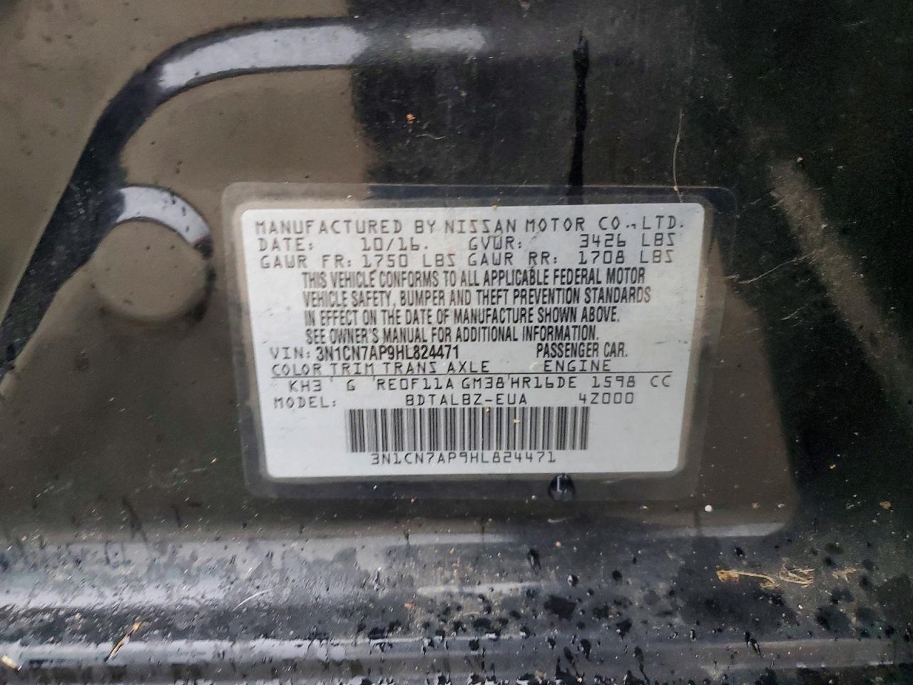 2017 Nissan Versa 1.6 s