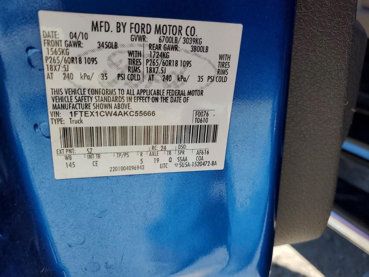 2010 Ford F150 Super cab