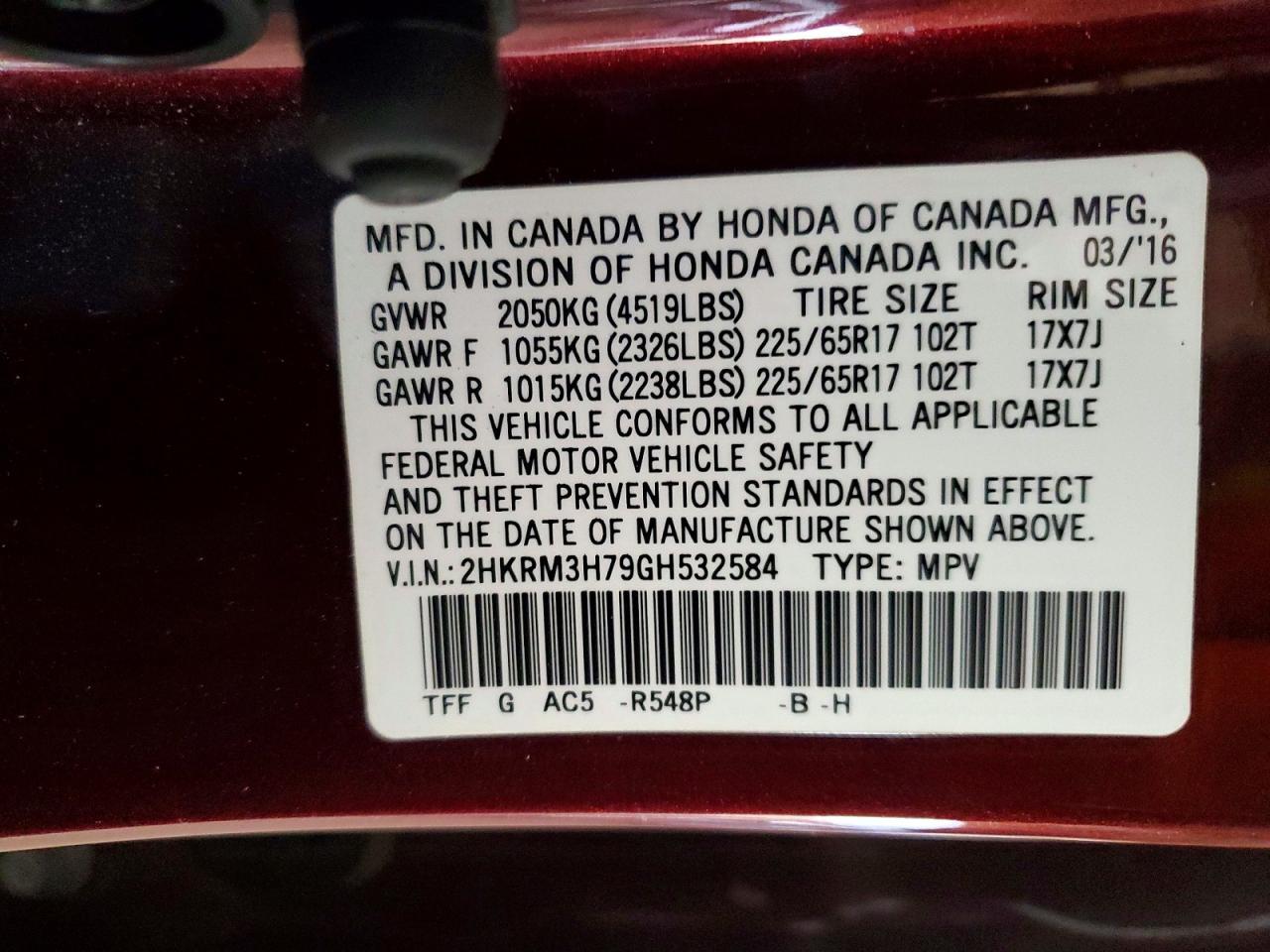 2016 Honda Cr-v exl