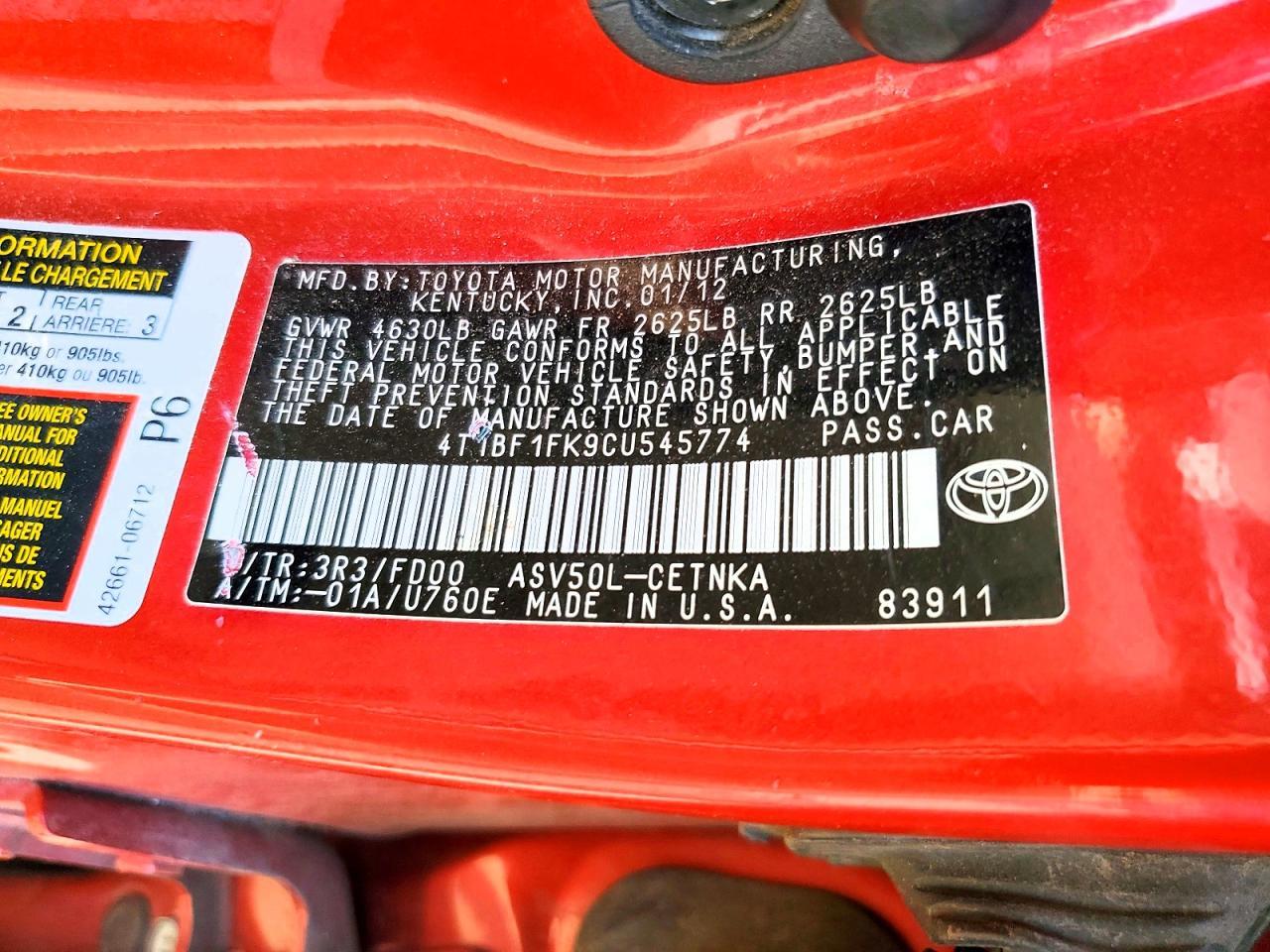 2012 Toyota Camry Base
