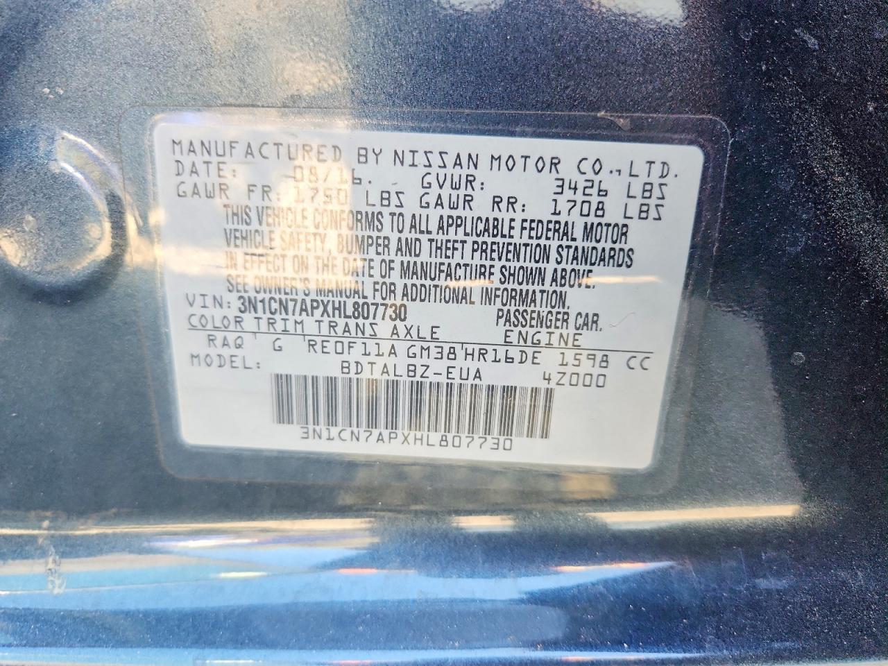 2017 Nissan Versa s