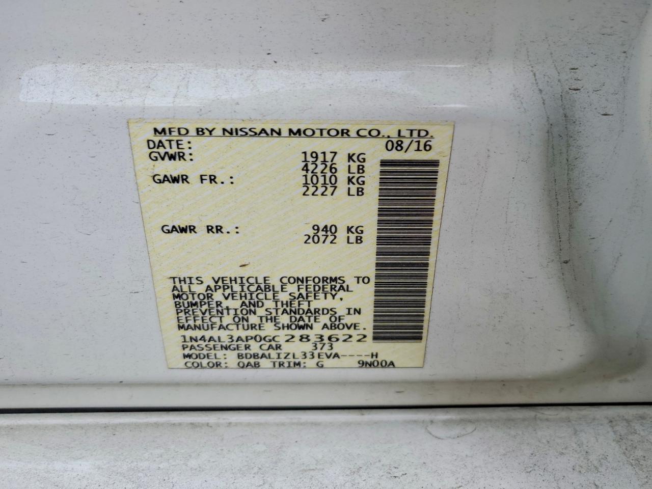 2016 Niss Altima 2.5