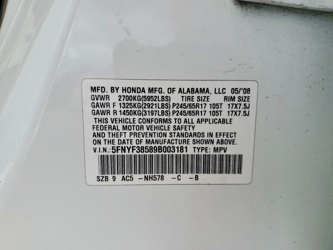 2009 Honda Pilot exl