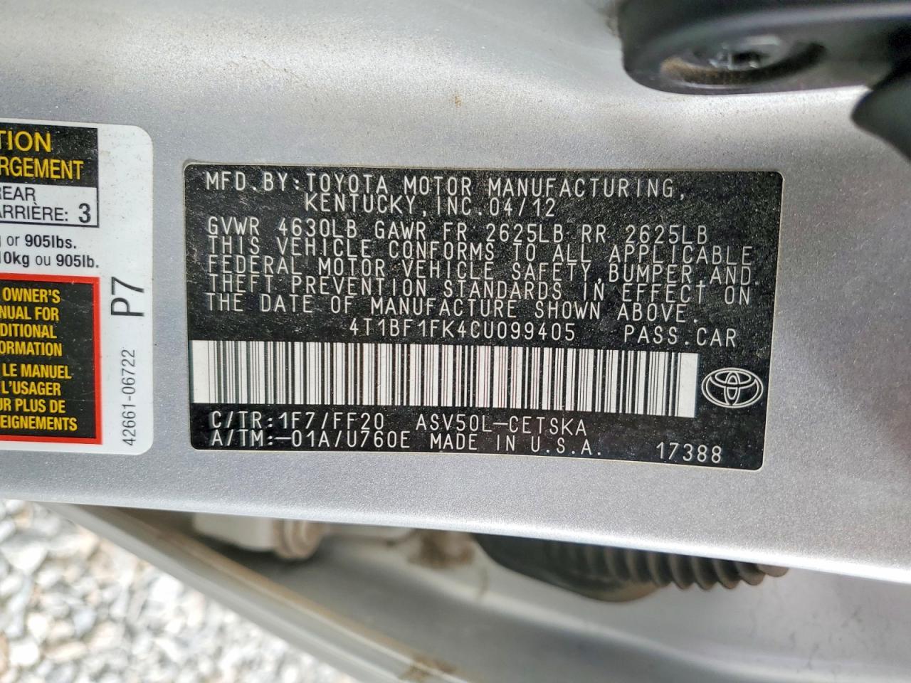 2012 Toyota Camry Base