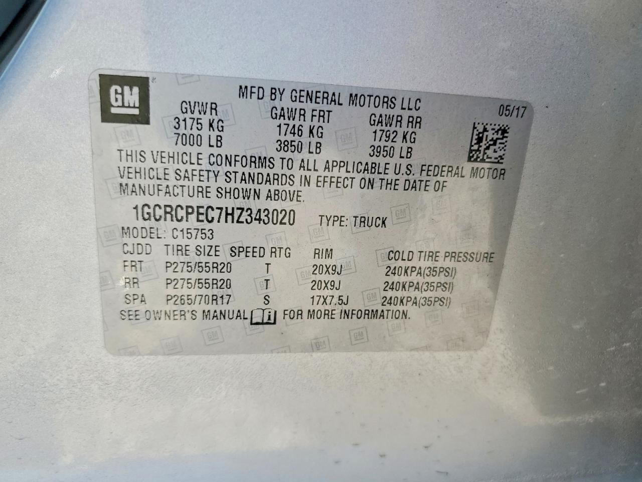 2017 Chev Silverado 1500 Custo