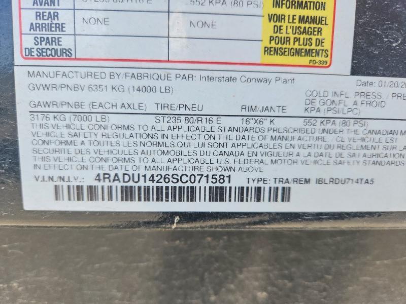 2025 Interstate IBLRDU714TA5 Dump Trailer