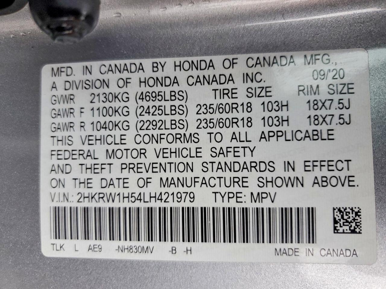 2020 Honda Cr-v ex