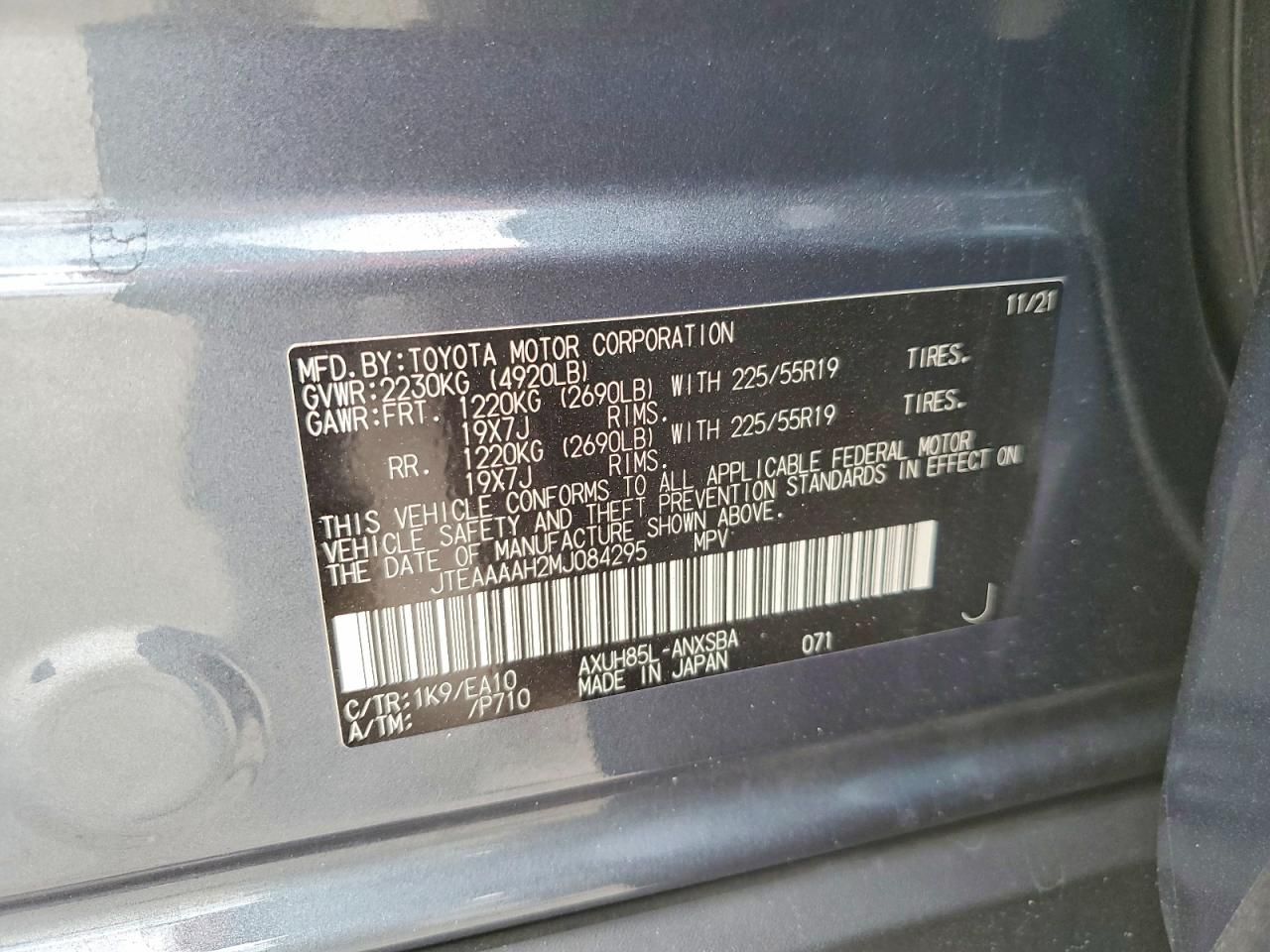 2021 Toyota Venza le