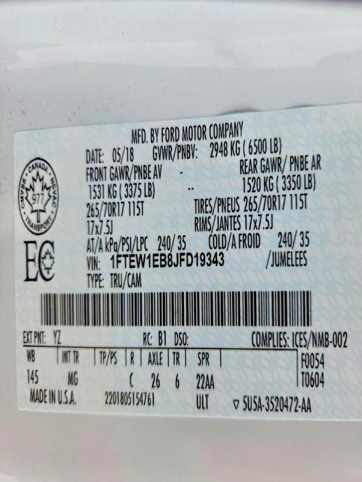 2018 Ford F150 Supercrew