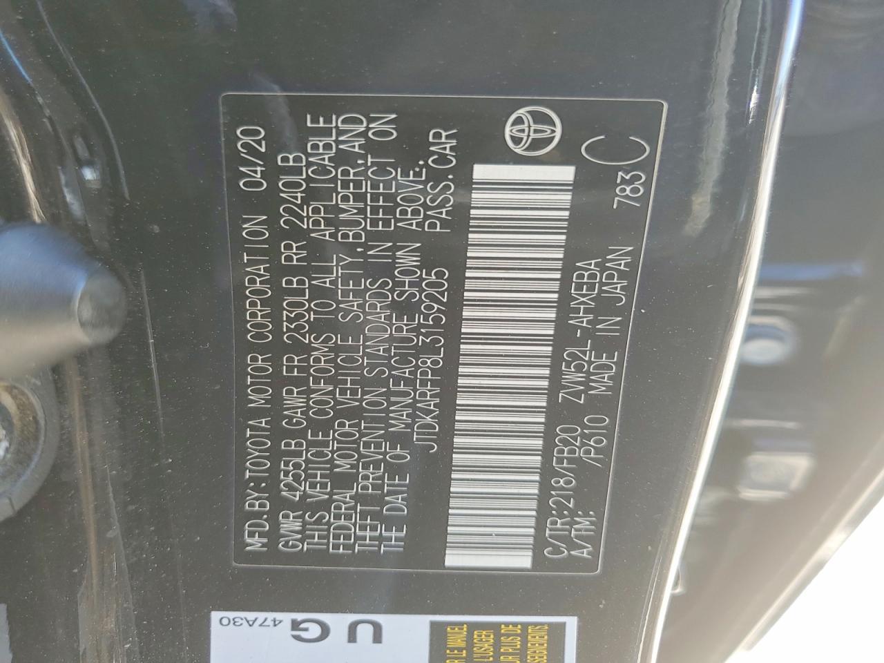 2020 Toyota Prius Prime le