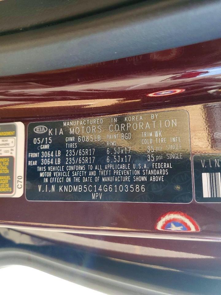 2016 KIA Sedona lx