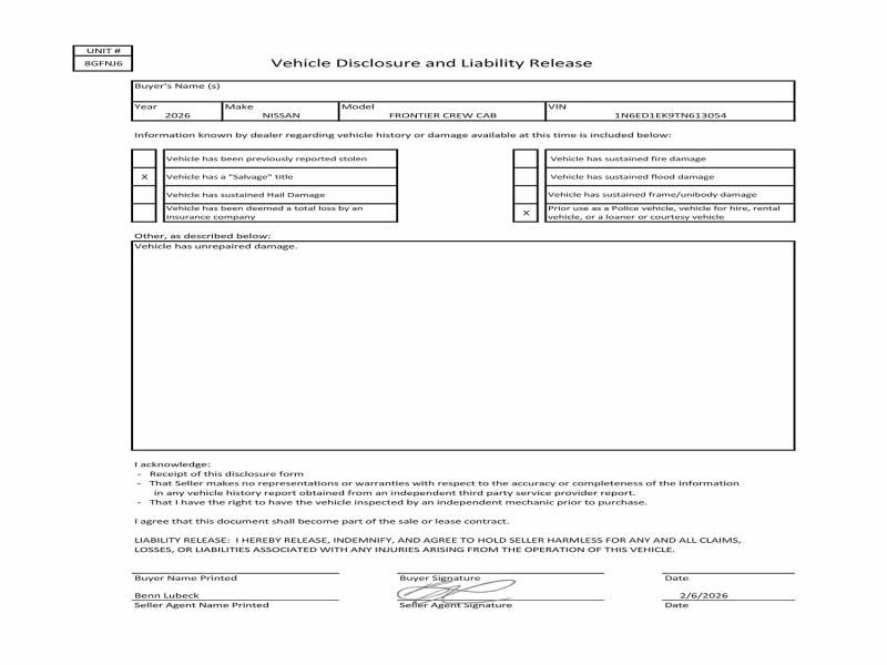 2026 Nissan Frontier s