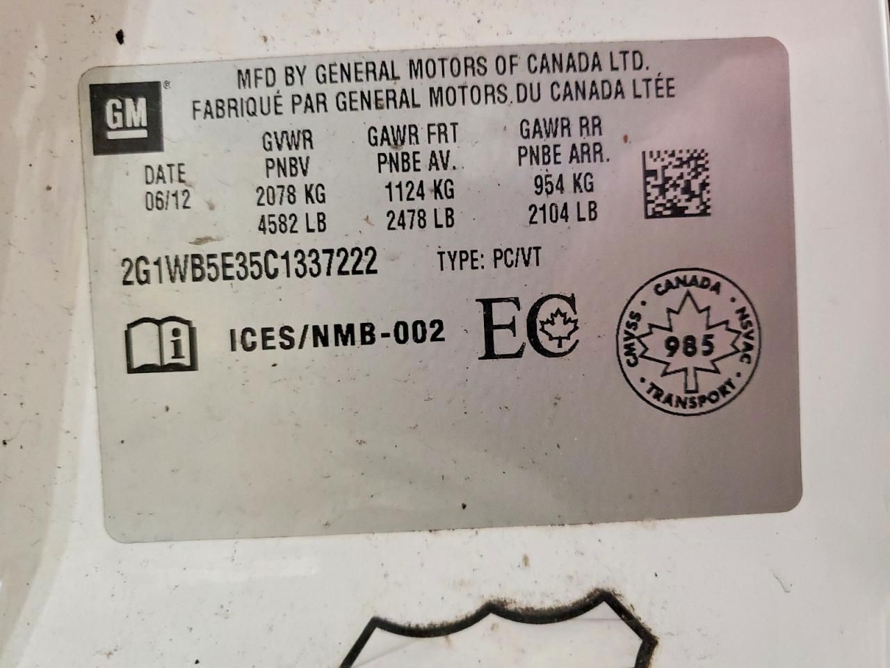 2012 Chevrolet Impala lt