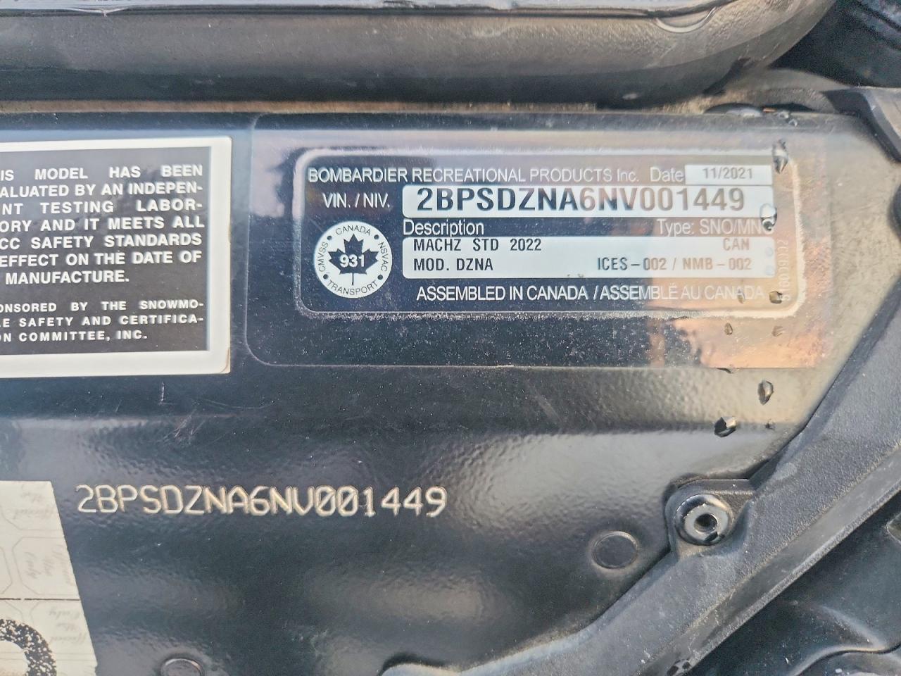 2022 Bombardier Snowmobile