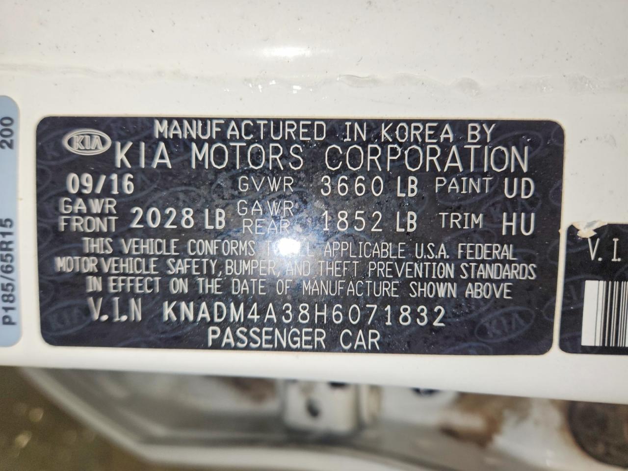 2017 KIA Rio lx