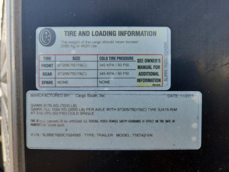 2012 Cargo Trailer-Enclosed Cargo Trailer