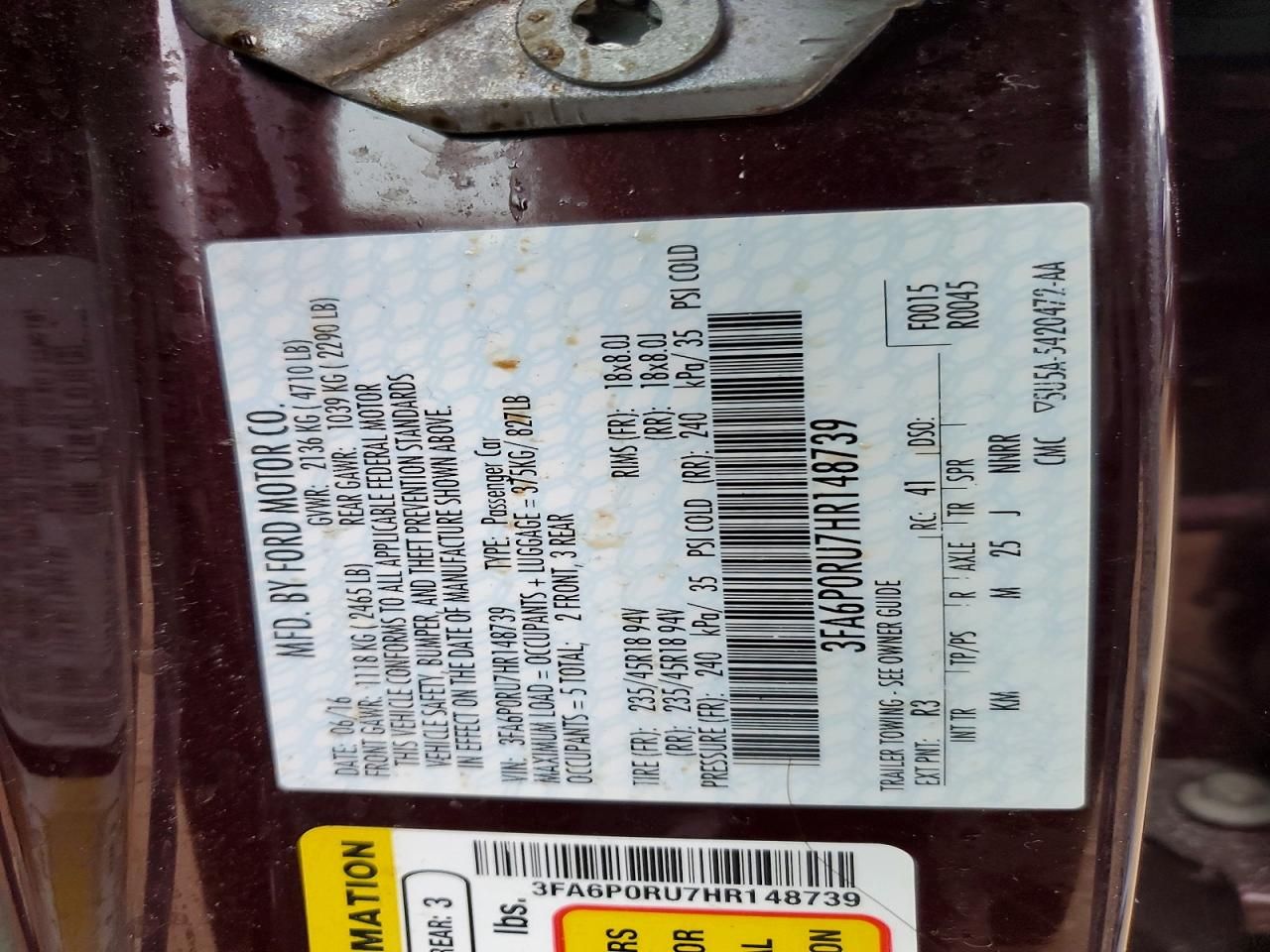 2017 Ford Fusion Titanium hev