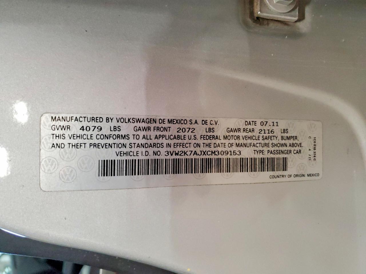 2012 Volkswagen Jetta Base